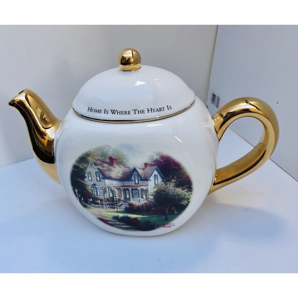 Thomas Kinkade Home Is Where The Heart Is II Decorative Tea Pot Teleflora Gift - Picture 6 of 10